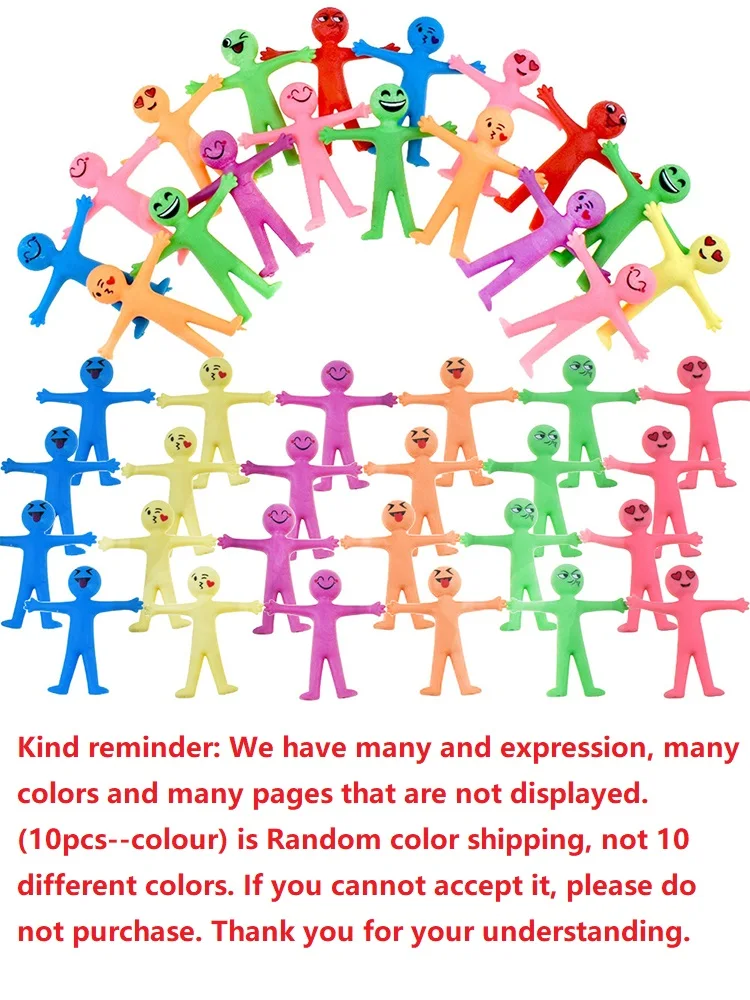 10Pcs Novelty Stretchy Stretch Toy Cute Colorful Yellow Stress Relief Stretchy Fidget Gifts TPR Soft Plastic Creative Doll Toy