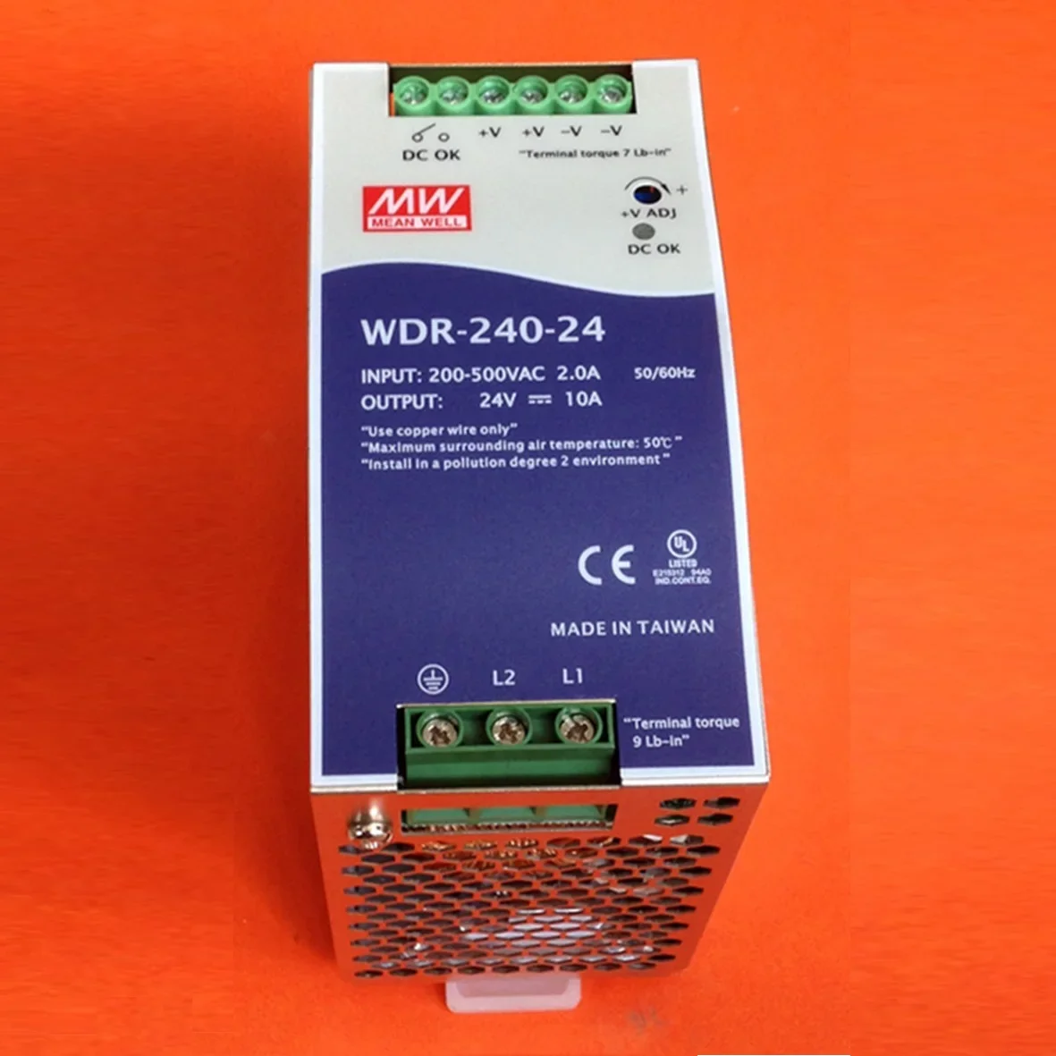 Taiwan Mingwei 380V Input Rail Power Supply WDR-240-24 240W 24V10A Authorized Distribution