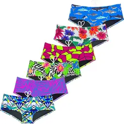 Cheeky Men's Boxer Bikini Briefs Brazilian Underwear Drawstring Lining Micro Trunks Beach Shorts Mid Waist Print Bulge Pouch
