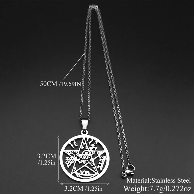 Witchcraft Pentagram Tetragrammaton Wisiorek Naszyjnik ze stali nierdzewnej dla kobiet Mężczyźni Żydowska ochrona Tetragramaton Biżuteria N425