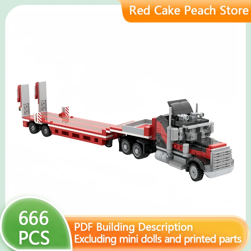 City Car Model MOC Building Bricks Giant Low Load Trailer Truck Modular Technology Gifts Holiday Assemble Children Toys Suit