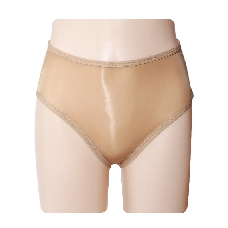 Sexy Fully Transparent Panties Women Oil Shiny Shaping Briefs High Elastic Seamless Underwear Erotic Crotchless Lingerie Knicker