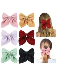 6pcs/pack Solid Ponytail Big Bow Alligator Hair Clips Duckbill Barrettes Hair Accessories for Girls Teens