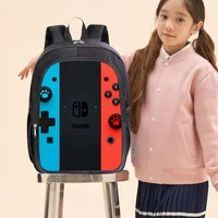 Patrón de consola de juegos de regreso a la escuela, bolso escolar DIY para estudiantes de primaria y secundaria, bolso de almuerzo, bolso para bolígrafos, bolso de hombro, tres juegos