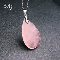 Natural Rose Quartz Pendants Real Gemstone Drop Water 20*35mm for Women Wife Lady Party Birthday Nice Jewelry Gift