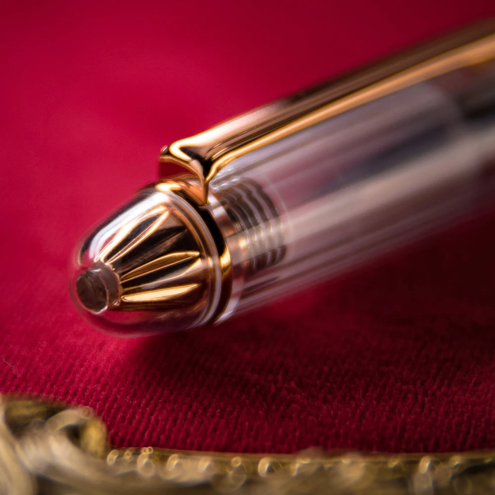 Natami Fountain Pen Fine Nib Transparent Clear Ink Converter Smooth Flow  Gold Trim Call Gift Leather Pouch Platinum Calligraphy