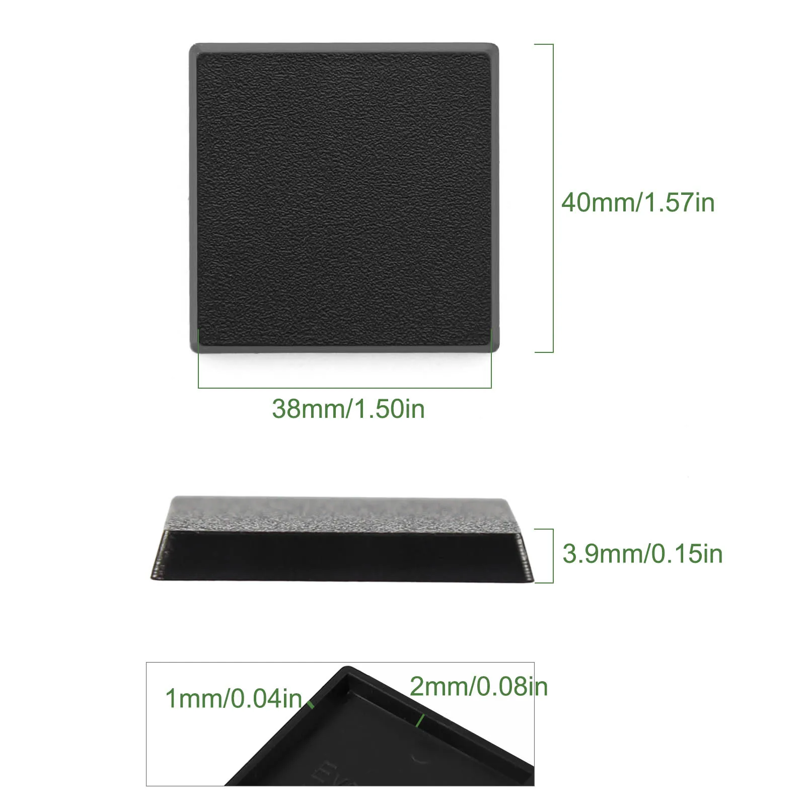 Evemodel 50pcs 40mm Square Bases Black Plastic for Miniature Wargames MB1040