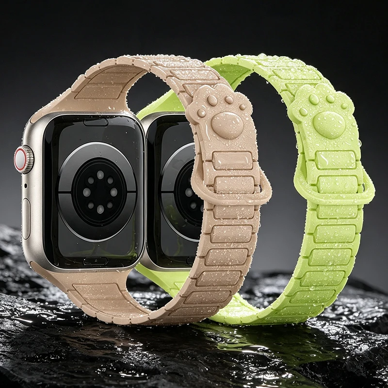 Dünnes Silikonarmband mit Magnetverschluss für Apple Watch S11 10 46/42mm 45mm 44 38mm 40mm 41mm 42mm iWatch SE 9 8 7 6 5 4 3 2 1