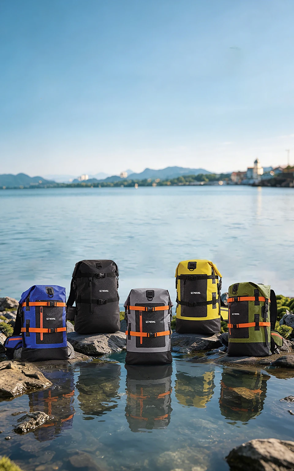 Schwimm-PVC-Packtasche, wasserdichter Rucksack für Damen und Herren, 40L, für Kajak, Trekking, Rafting, Surfen, Bootfahren, Trockentasche – Detail 6