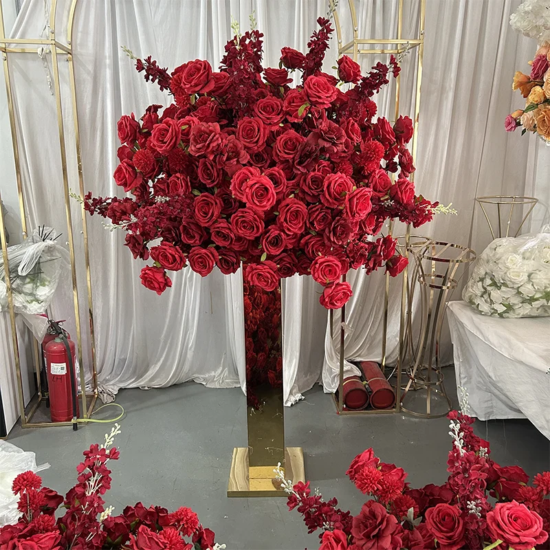 80/70cm Artificial Red Rose hyacinth Large Flower Ball Wedding Table Floral Centerpieces Decor Road Lead Arrangement Party Props