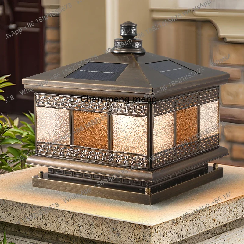 All-copper solar column head Outdoor pillar Villa Garden Outdoor gate Door pillar Walled courtyard R