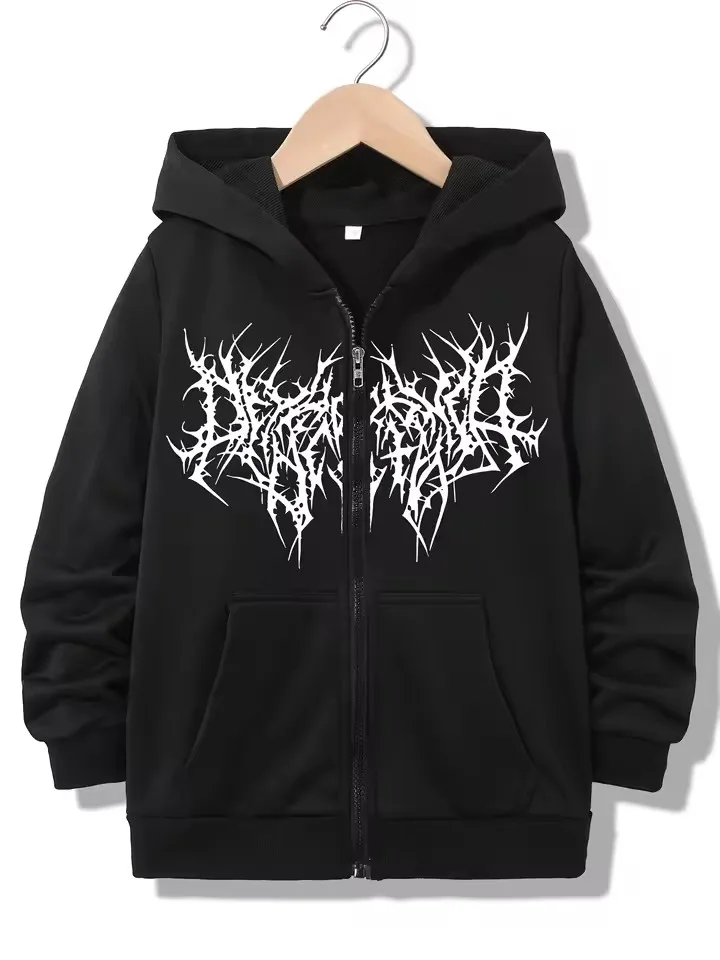Streetwear Modischer Reißverschluss-Hoodie Lässige HIP HOP Hoodies Jacken Jungen Mädchen Y2k Zip-Up Sweatshirt Frühling Herbst – Detail 2