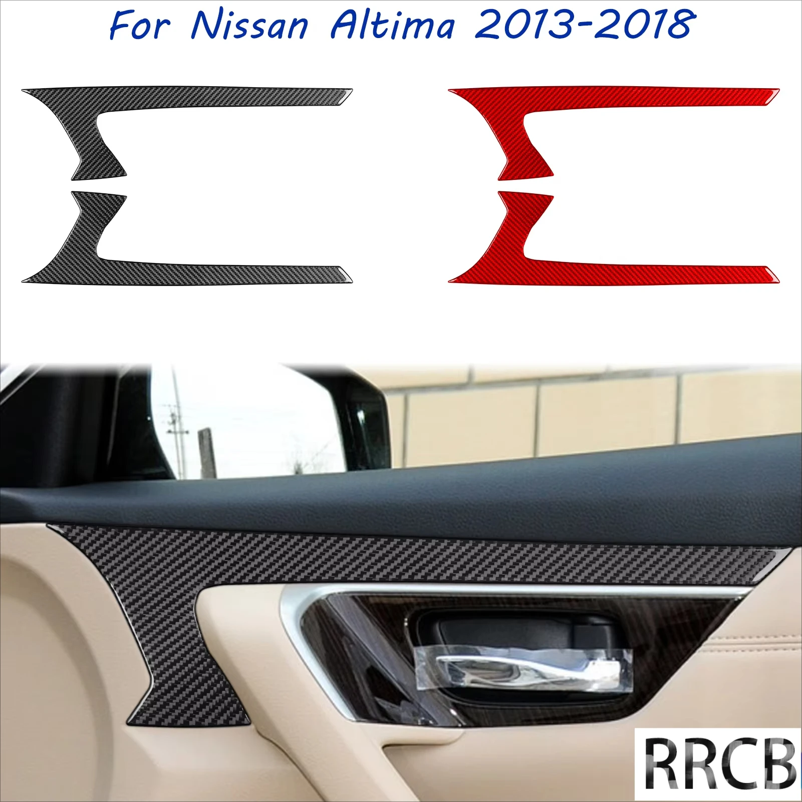 

For Nissan Teana Altima 2013-2018 Real Carbon Fiber Door Handle Trim Accessories Interior Cover Tuning Stickers Auto Decal