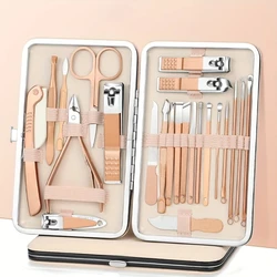 Juego de manicura profesional, cortaúñas y pedicura, Kit de manicura de acero inoxidable 7-23 piezas, herramientas para el cuidado de las uñas con lujoso viaje