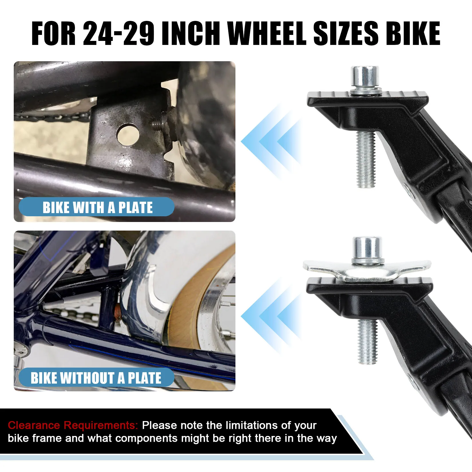 Center Mount Bike Kickstand 24"-29"Adjustable Kickstand Non-Slip Bicycle Leg Kick Stand for Mountain Bike Racing Bike Road Bike view 3