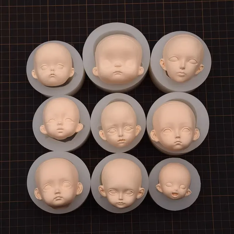 Pottery Clay BJD 8/6/4 Doll face Silicone Mould Polymer Clay Doll DIY Tools Small Clay Mold Miniature Polymer Clay Mold