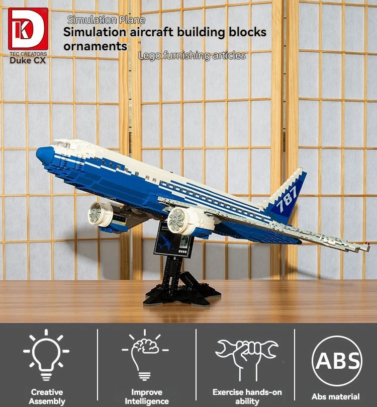 1353Pcs Aviation Aircraft Dreamliner 787 Plane School Set, Model Building Blocks Bricks, Creative Toys, Gift for Kids