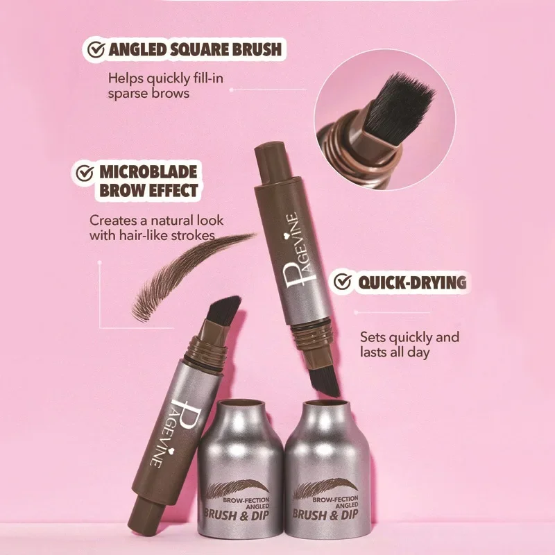 Waterproof Velvet Square Brush Eyebrow Cream Wild 3D Brow Tint Pen Lasting Color Rendering Effortless Eyebrow Makeup