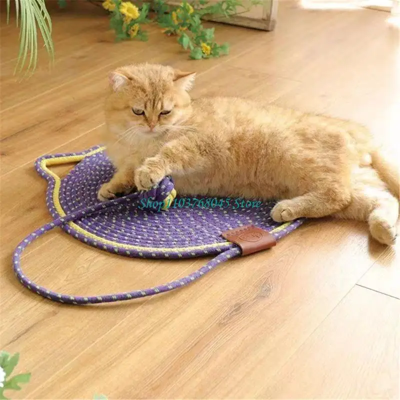 

R53F Innovative Cats Scratcher Mat Floor Pad with Cotton Rope Thread Detail for Cats