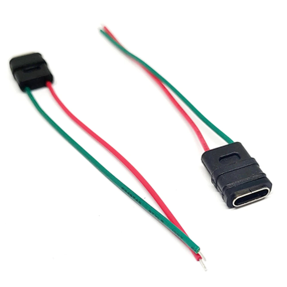 80pcs USB 3.1 Connector Type-C 2P 4Pin Welding Wire Female Waterproof Female Socket Rubber Ring High Current Fast Charging port