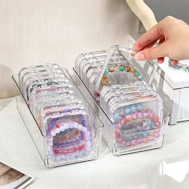 صندوق تخزين بلاستيكي شفاف، سوار، صندوق عرض أظافر مزيف، صندوق تغليف متعدد الوظائف، صندوق مجوهرات #5