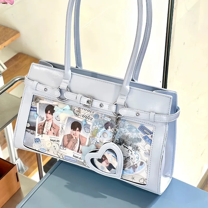 حقيبة كتف تحت الإبط Ita على طراز الكلية اليابانية Bolsos De Mujer حقائب نسائية شفافة مربعة الشكل للنساء متعددة الاستخدامات
