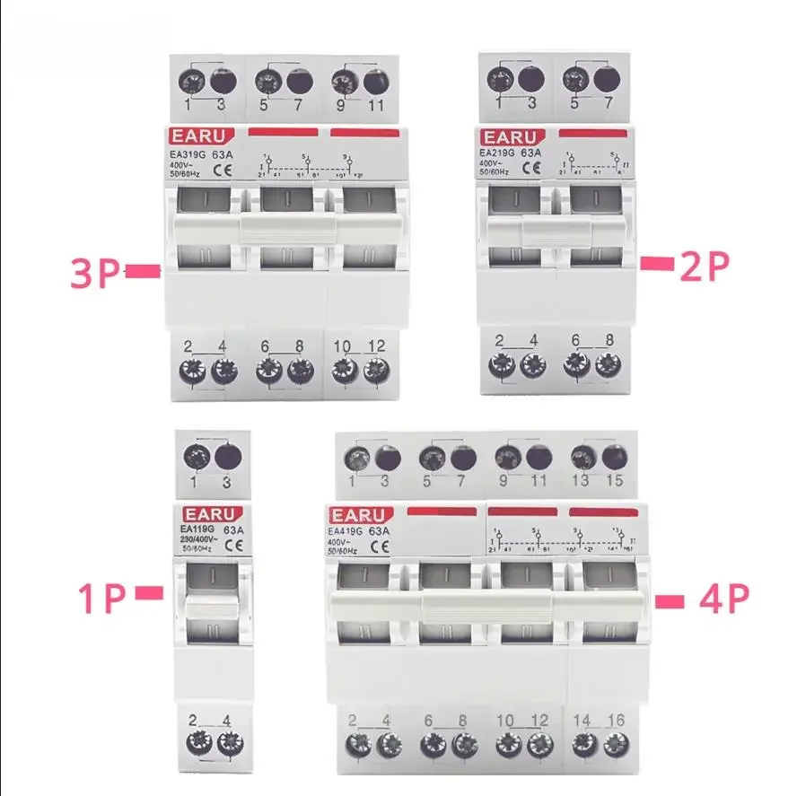 

40A 63A MTS Dual Power Manual Transfer Isolating Switch Interlock Circuit Breaker 1P 2P 3P 4P 230V 400V Changeover Switch