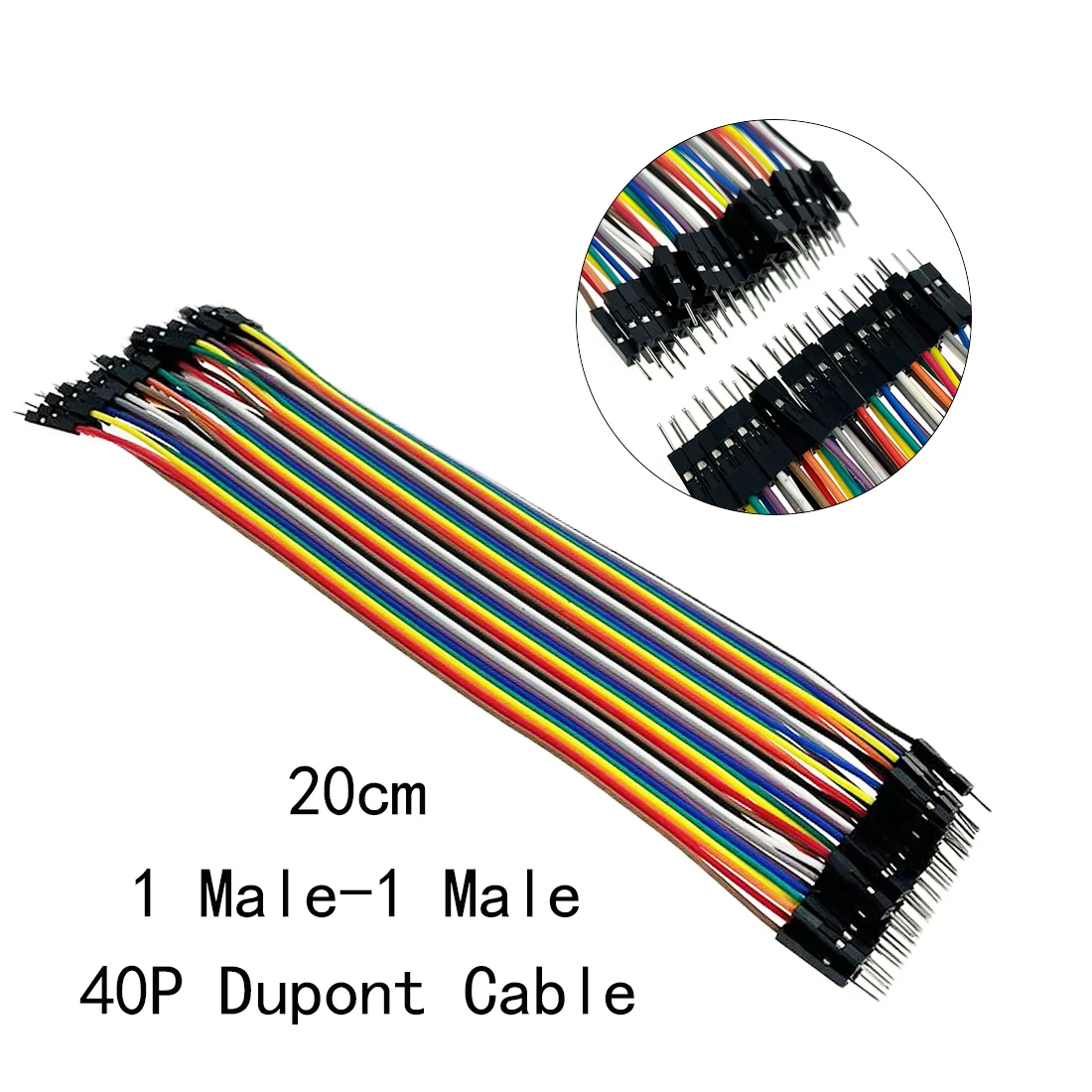 1KIT 40pcs Dupont Cable 40pcs in Row 20cm Long 2.54mm Male to Male Jumper Wire For Arduino New