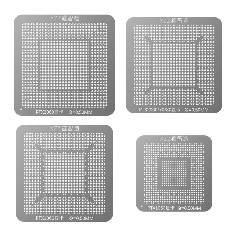 XZZ RTX 1050/1060/2060/2070/2080/3060 karta graficzna BGA Reballing szablon INTEL/ NVIDIA/ ATI chipy wideo szablon cyny siatka stalowa