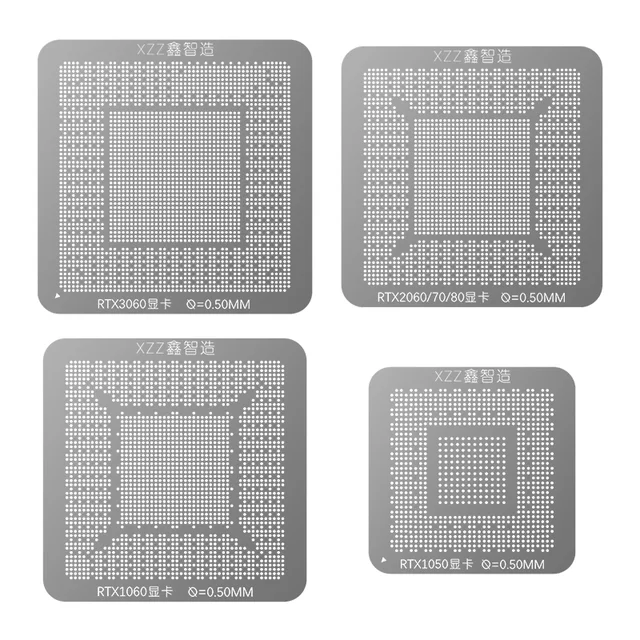 XZZ RTX 1050/1060/2060/2070/2080/3060 karta graficzna BGA Reballing szablon INTEL/ NVIDIA/ ATI chipy wideo szablon cyny siatka stalowa