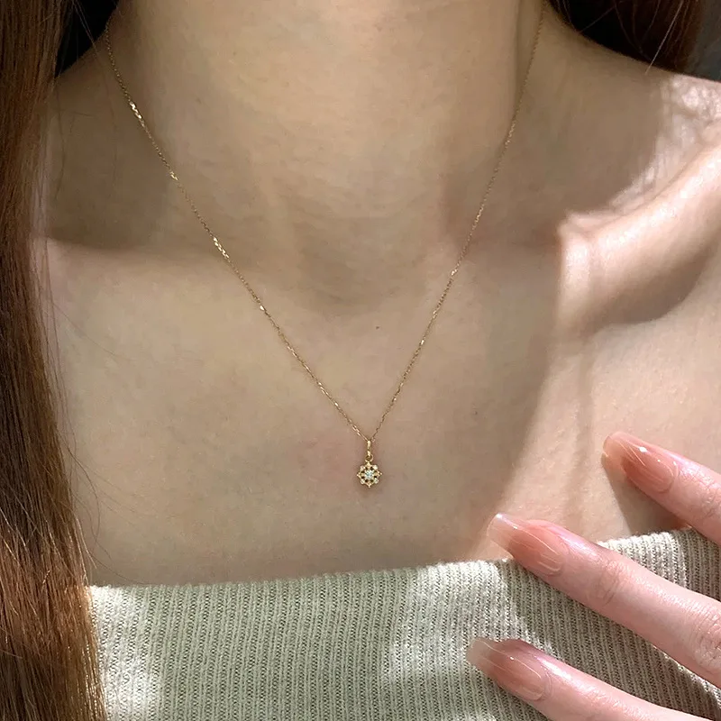 

Gemstone Necklace Antique Gold Tone Delicate Small Light Luxury Minimalist Premium Lightweight Daily Unique