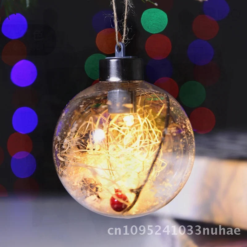 

8cm Luminous Christmas Ball with Light Transparent Christmas Tree Pendant Creative DIY Snowball for Holiday Decorations