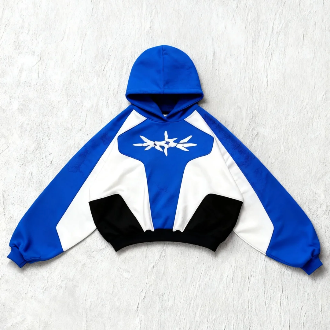 Bluza z kapturem Y2K z haftem, luźny krój, zapinana na zamek, geometryczny wzór, męska odzież sportowa, gotycki styl uliczny, bardzo duży rozmiar dla kobiet