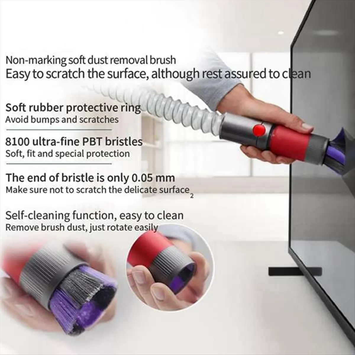wilwill Dog Pet Groom Brush Tool with Dust Brush Kit for Dyson V6 V7 V8 V10 V11 V15 G5 Vacuum Attachments