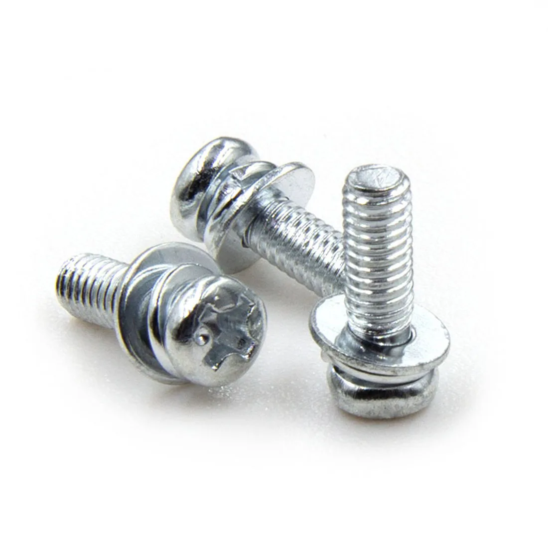 2/30pcs/bag 304 Stainless Steel Carbon Steel Phillips Pan Head Round Head Combination Screw with Flat Spring Washers GB9074.4