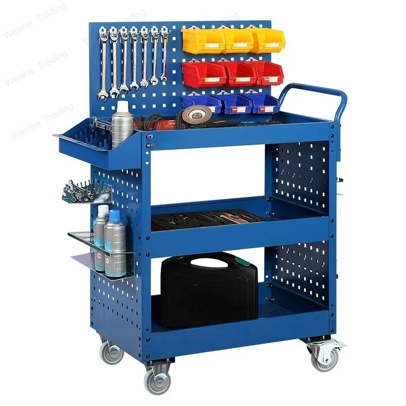 Heavy tool cart Three-layer mobile multi-functional rack workshop maintenance trolley Auto repair tool cart