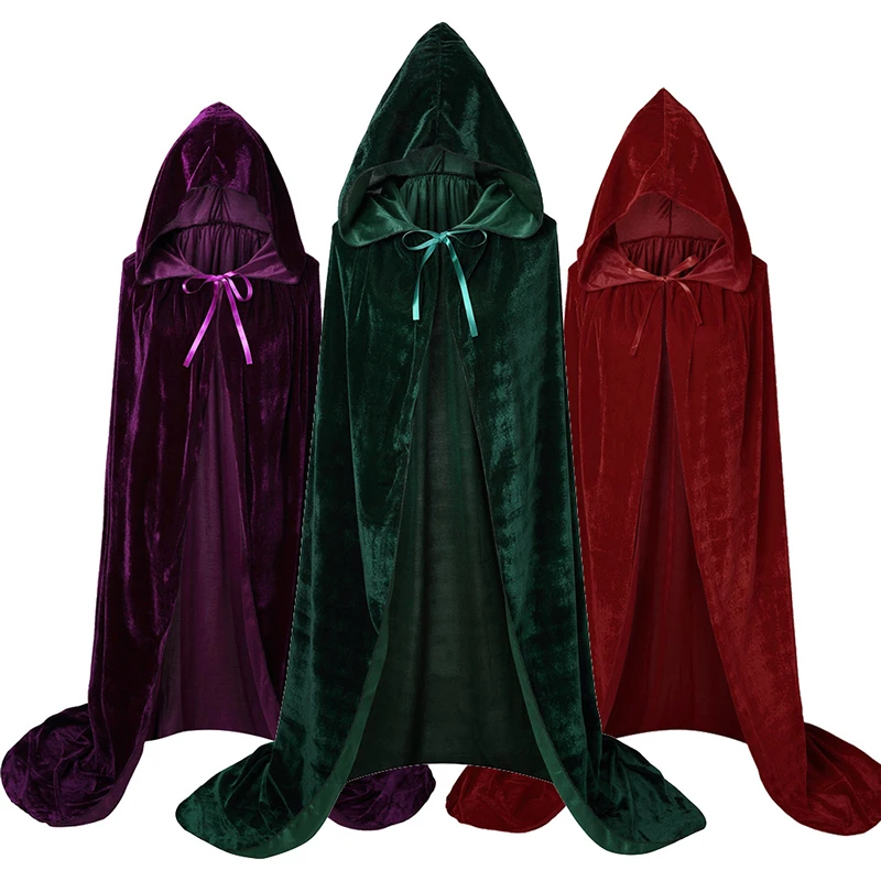 Movie Hocus Pocus 2 Witch Cloak Hooded Mary Sarah Winifred Sanderson Sister Cosplay Costume Halloween  Kids Long Party Cape