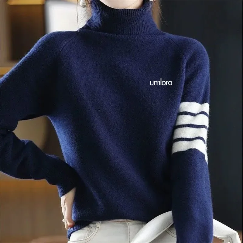 Autumn Winter Golf Wear Women 2024 New Korean Golf Sweater High Collar Golf Top Windproof Knit Golf Jumper Women Golf Clothes