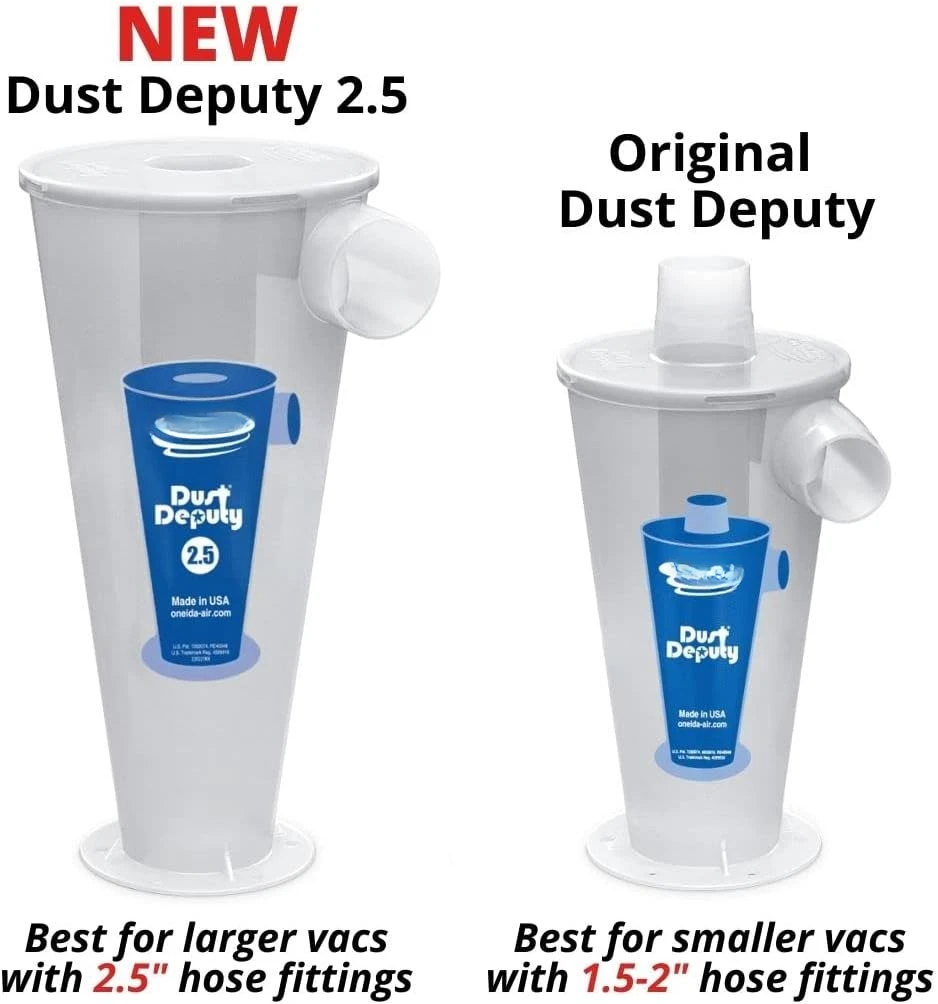 Dust Deputy 2.5 Deluxe Cyclone Separator Kit with 10-Gallon Mobile Steel Dust Bin for Wet/Dry Shop Vacuums (D