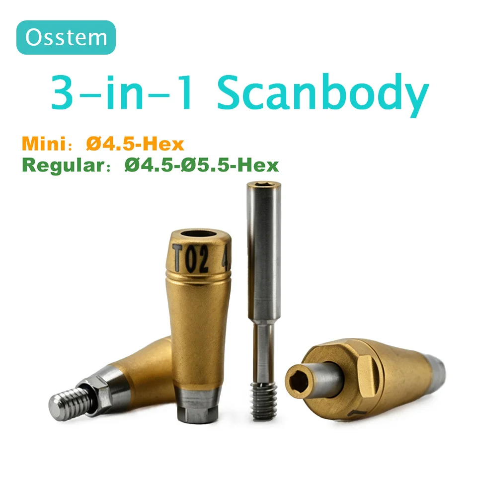 5pcs Set Titanium 3in1 Scan Body for Osstem Dental Implant CAD/CAM Digital Intraoral Scanbody Healing Abutment Transfer Coping