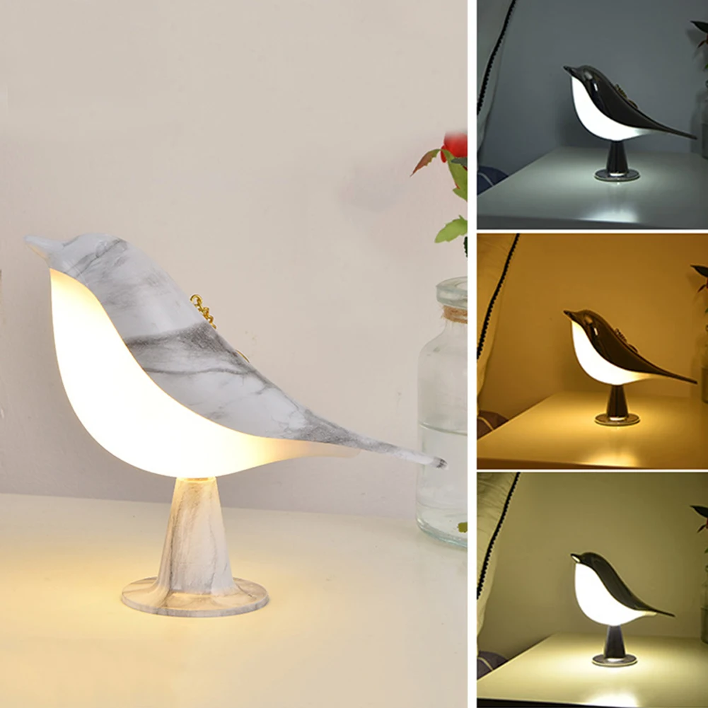 LED Emergency Light Touch Sensor Magpie Shape Nightstand Lamp 3 Level Brightness Aroma Diffuser Function for Bedroom Home Office