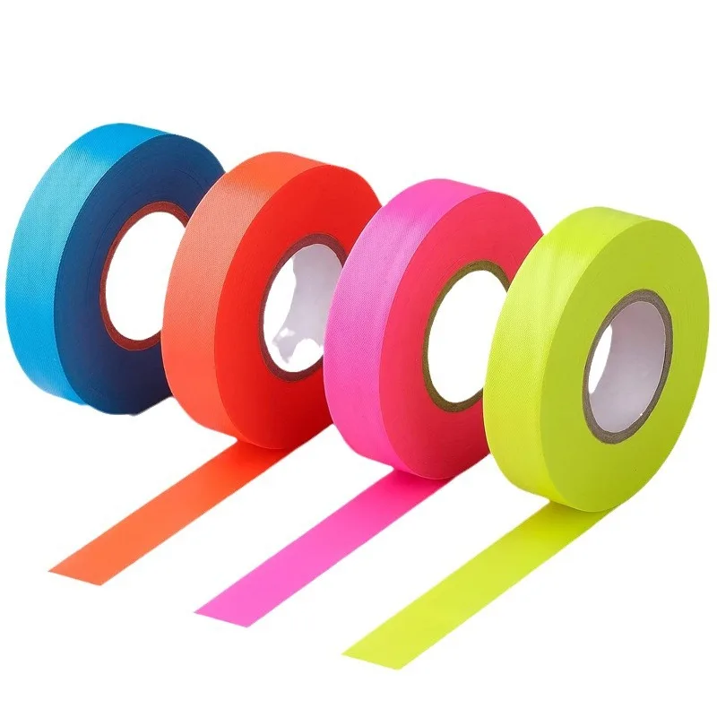 PVC-Flaggenband, nicht klebendes Band, gestreifter fluoreszierender Streamer, Baummarkierungsband zur Identifizierung im Freien, 2,5 cm Breite – Detail 2