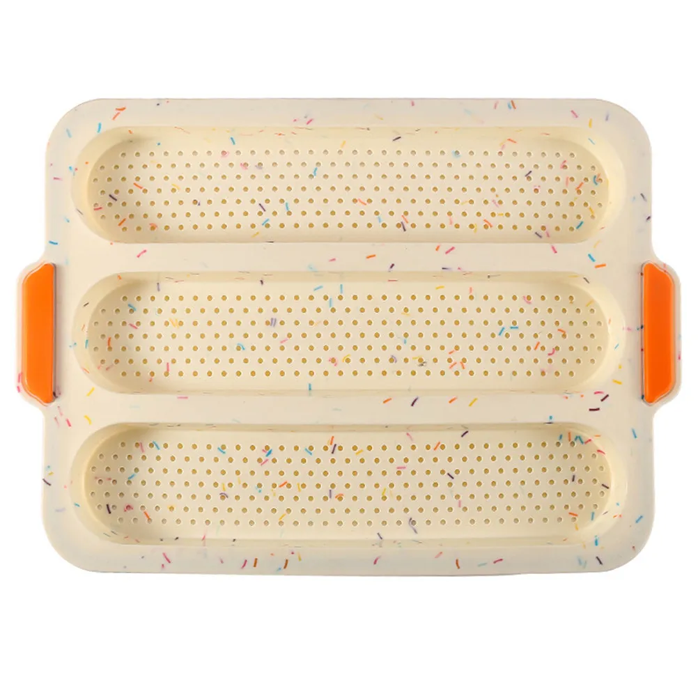 

1Pcs French Bread Making Mold 3 Slot Silicone Baking Pan Non-Stick Easy Release for Homemade Bread Oven Safe Use