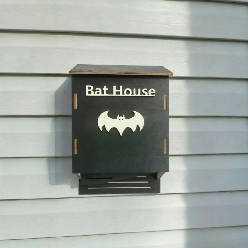 DIY Assembly Wooden Bat House, Weather Resistant Bat Shelter,Outdoor Garden Bat Nest Box for Backyard Wildlife Habitat