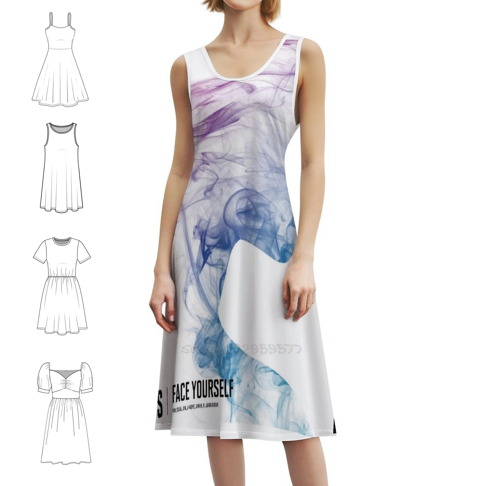 فستان حفلات أنيق للنساء من Face Yourself V3 فستان على شكل حرف A مع خيارات قصيرة/طويلة/بدون أكمام Jimin Jin Rapmon Jhope Dna Love #1