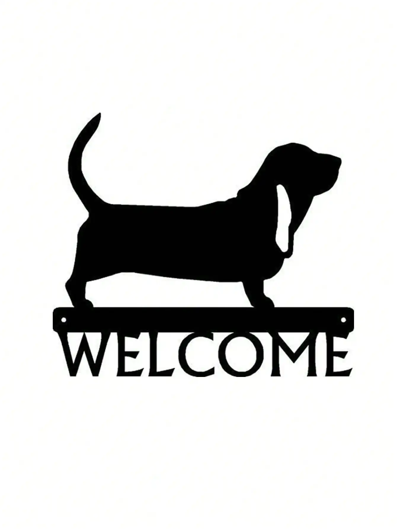 CIFBUY Pretty Basset Hound Welcome Metal Wall Sign Dog Silhouette Iron Wall Art Front Door Porch Home Decor