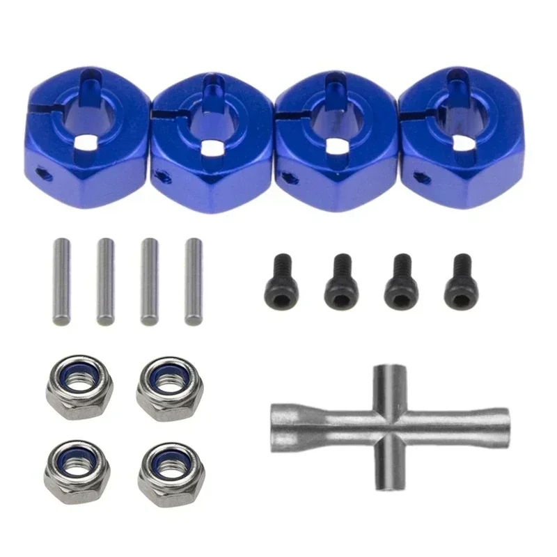 

Metal 12mm Hex Wheel Hub Adapter M4 Flanged Lock Nut Cross Wrench for Trxs 1/10 Slash 4X4 VXL 2WD Rustler RC Car