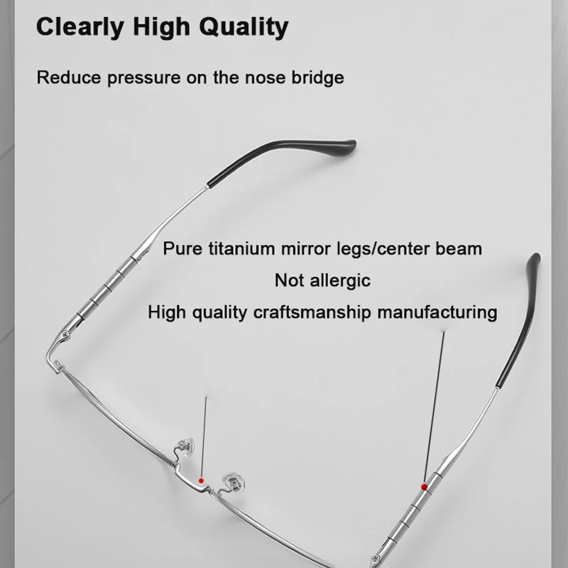 Replica di marca Occhiali di design tempio di bambù Occhiali da vista da uomo in titanio puro con mezza montatura Occhiali da vista casual di tendenza