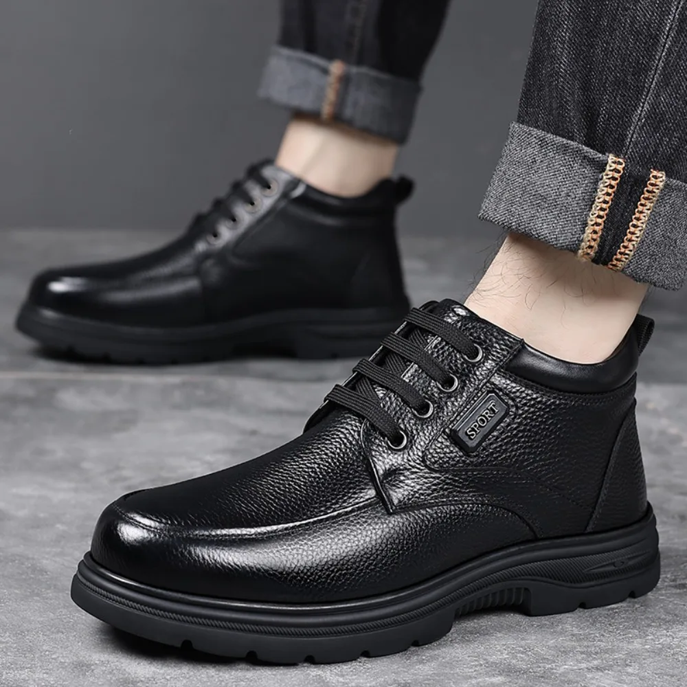 2026 Men's Winter Ankle Boots, Padded Microfiber Lace-Up Round Toe for Everyday Outdoor Wear2026