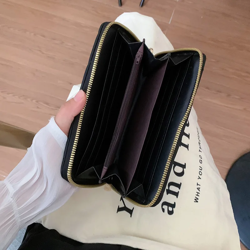 Damesportemonnees Diamant Effen Kleur Eenvoudig Modieus Elegant Veelzijdig Lange portefeuilles Multifunctionele kaarttassen Portemonnees